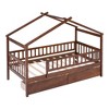 CAVINAS Twin Size House Bed Frame with 2 Drawers,Modern Floor Bed for Kids Room,Bedroom - 4 of 4
