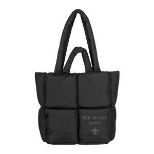NFL New Orleans Saints Black Puff Tote Bag: Quilted Lightweight Sports Handbag - 1 of 1