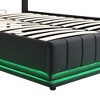 Lift Up Storage Bed Frame with Charging Station & Led Lights, Upholstered Platform Bed with Headboard, Hydraulic Lift System - 4 of 4