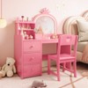 GustoWave Princess Wooden Makeup Vanity with Chair, Vanity Desk with Mirror, with Storage Drawers & Shelves, Girls Dressing Table - 3 of 4