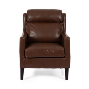 TiramisuBest Charcoal Fabric Club Chair,Contemporary Armchair with Waterfall Back & Rubberwood Legs - 1 of 4