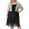 Agnes Orinda Women's Plus Size Short Sleeve Open Front Crochet Lace Allover Cropped Cardigan - 2 of 4