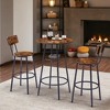 Mshliw Round Bar Stool Set with Shelves, Rustic Brown Bar Table and Stools with Backrest, Footrest & Storage Shelf, 23.6" Small Space Bar Set - 4 of 4