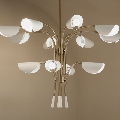 Champagne Bronze and White 12-Light Metal Chandelier