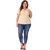 Agnes Orinda Women's Plus Size Ribbed Knit Cut-Out Twist Knot V Neckline Short Sleeve T-Shirt - 3 of 4