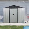 8ft x 4ft Outdoor Metal Storage Shed with Sliding Door and foundation for Backyard, Patio, Lawn - White and Black - 2 of 4