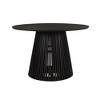 Royal Hampton 47 Inch Handcrafted Mango Wood Round Dining Table, Slatted Flared Base, Black - 3 of 4