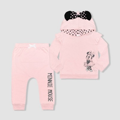 Toddler Girls' 2pc Minnie Mouse Cosplay Fleece Pullover and Joggers Set - Pink 12M