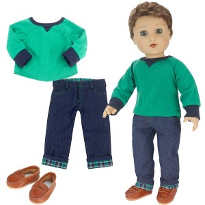 Sophia’s Shirt, Jeans, and Penny Loafers Set for 18" Boy Dolls - 1 of 4