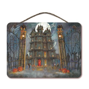 Courtside Market Haunted House II 12x16 Hanging Artboard with Twine - 1 of 2