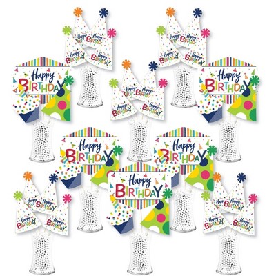 Big Dot of Happiness Cheerful Happy Birthday - Colorful Birthday Party Centerpiece Sticks - Showstopper Table Toppers - 35 Pieces