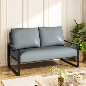 Hooseng 48.4" Loveseat Sofa, 2-Seater Living Room Couch with Premium Upholstery and Robust Metal Frame, Small Love Seat with Armrest for Home Office - 1 of 4