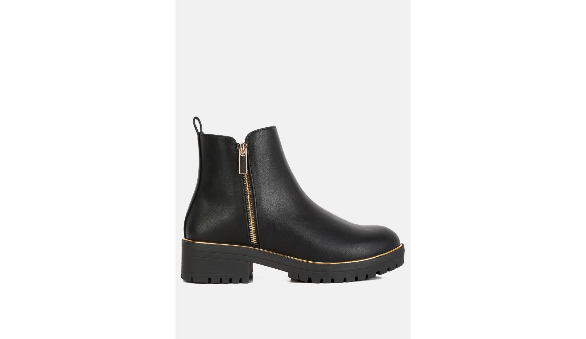 Thorin Metallic Frame Block Heel Boots Women