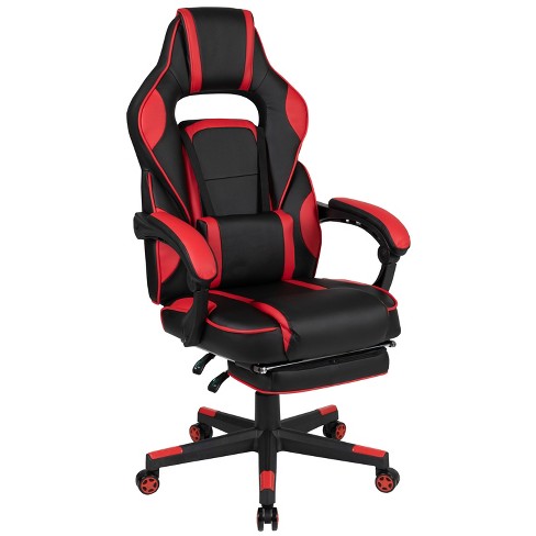 Blackarc Gaming Chair Outfitted With Footrest, Headrest, Lumbar Support  Massage Pillow, Reclining Seat/arms In Black & Red : Target