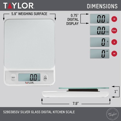 Taylor Digital Kitchen Glass Top 11lb Food Scale Silver_9