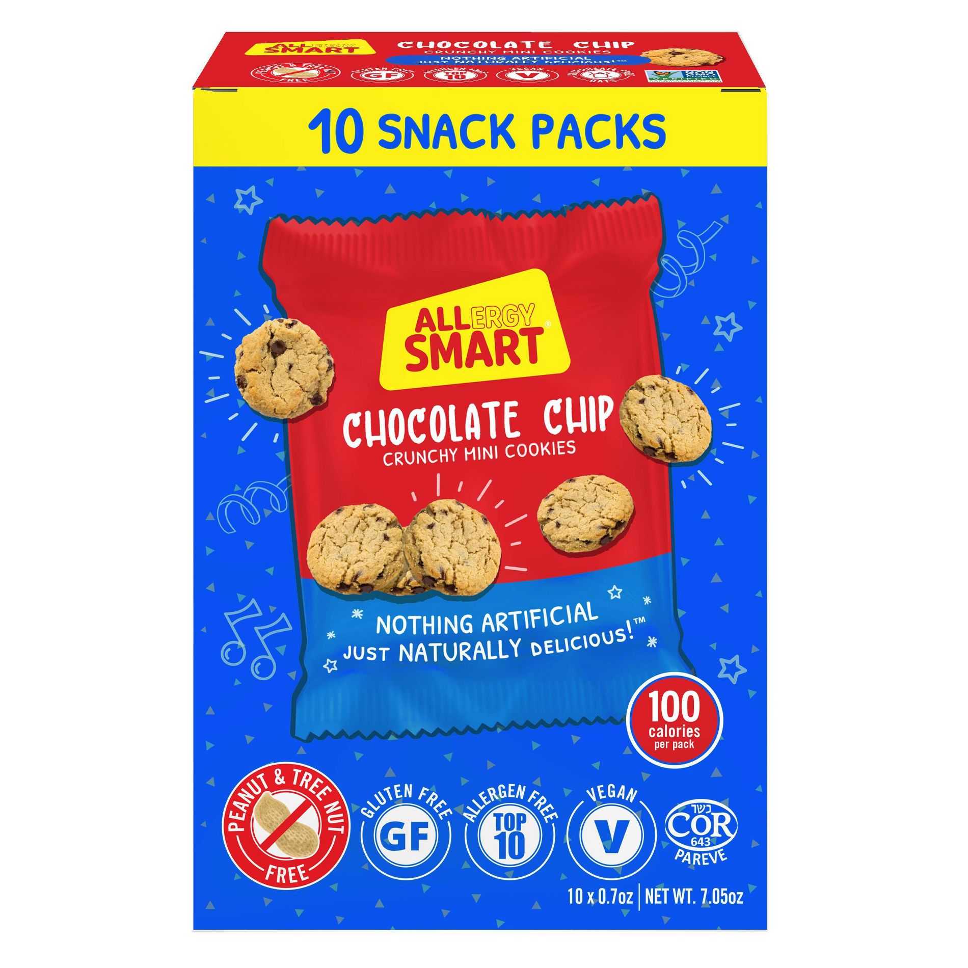 ALLERGY SMART Gluten Free Chocolate Chip Mini Cookies Family Pack - 7.05oz/10ct