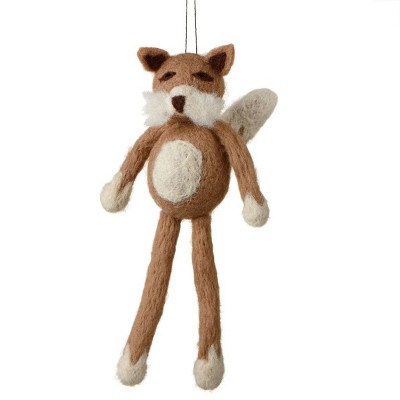 Ganz 7" Fuzzy Wildlife Friends Fox with Dangling Legs Christmas Ornament - Brown