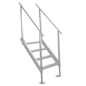 Dock Stairs Height Adjustable Aluminum Boat Ladde 500lbs Load - 1 of 4