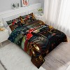 Truck Comforter Set Full Size – 3Pcs Retro Tractor Bedding with American Flag & Fire Print, Quilt Set for Boys Men Kids, Rustic Farmhouse Decor - 3 of 4