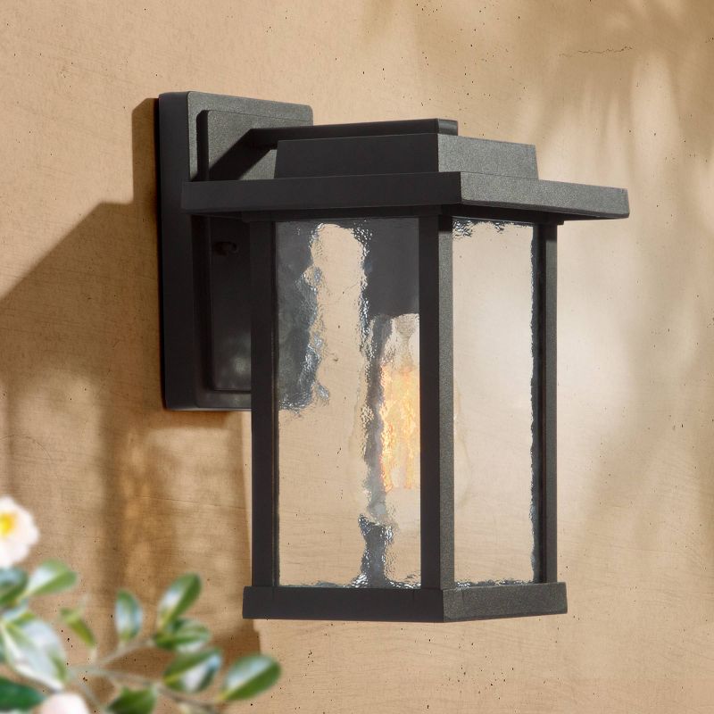 11&#34; Metal/Glass Outdoor Wall Lamp Black - LNC, 3 of 15