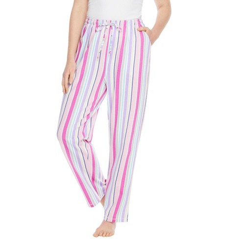 Dreams & Co. Women's Plus Size Knit Sleep Pant, 4x - Pink Multi
