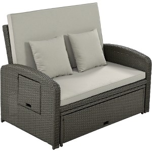 Gulches Gray Double Chaise Lounge with Adjustable Back - Patio Chaise Lounges - 1 of 4