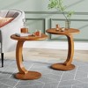 ORRD C-Shaped Round End Table, Retro Boho Side Table with Solid Wood Veneer, Waterproof & Scratch-Resistant Vintage Brown for Sofa & Bedside - 3 of 4