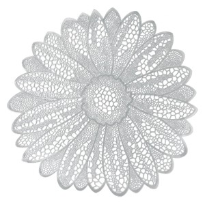 Wrapables Vinyl Metallic Colored Placemats for Weddings, Parties, Special Events (Set of 4), Silver Daisy - 1 of 4