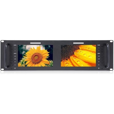 FEELWORLD D71 Plus-H Dual 7 Inch 3RU Broadcast Rack Mount Monitor with Waveform LUT IPS 1920x1200 HD LCD Screen HDMI AV Input and Output