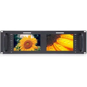 FEELWORLD D71 Plus-H Dual 7 Inch 3RU Broadcast Rack Mount Monitor with Waveform LUT IPS 1920x1200 HD LCD Screen HDMI AV Input and Output - 1 of 1