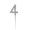 O'Creme Rhinestone Silver-Colored Number-4 Cake Topper 1-1/2 Inch - 2 of 2
