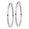 Black Bow Jewelry 2mm, 14k White Gold Square Tube Round Hoop Earrings, 35mm (1 3/8 Inch) - 2 of 4