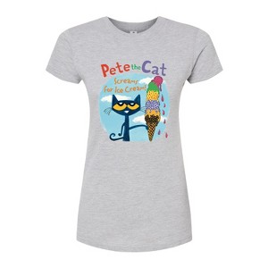Women's - Pete the Cat - Screams For Ice Cream Fitted Graphic T-Shirt - 1 of 3