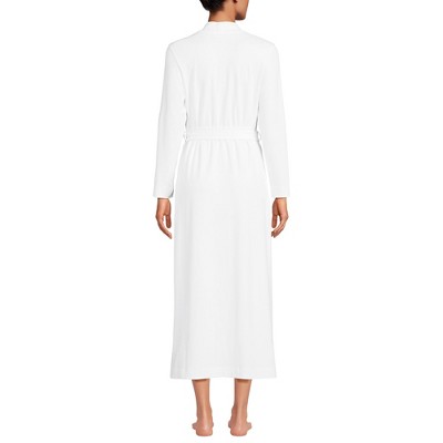 Large White Cotton Long Sleeve Midcalf Robe