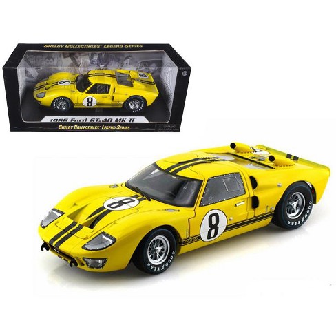 1966 Ford GT-40 MK II #8 Yellow with Black Stripes 1/18 Diecast Model Car  by Shelby Collectibles