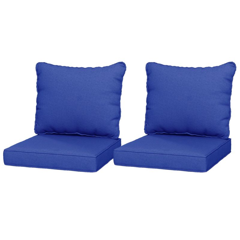 Outsunny 4 Patio Chair Cushions with Seat Cushion & Backrest, Fade Resistant Seat Replacement Cushion Set, Blue, 4 of 7