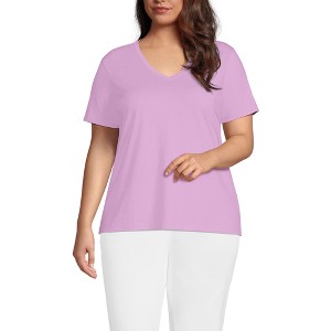 Lands' End Women's Relaxed Supima Cotton V-Neck T-Shirt - 1 of 3