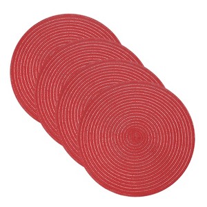 Unique Bargains Woven Braided Washable Decorative Round Placemat 4 Pcs - 1 of 4
