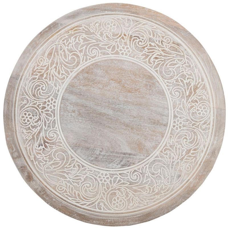 Rehnuma Carved Side Table - White Wash - Safavieh., 4 of 7