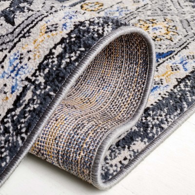 Odyssey ODY858 Power Loomed Indoor Accent Rug - 4'x6' - Dark Grey/Blue Gold - Safavieh