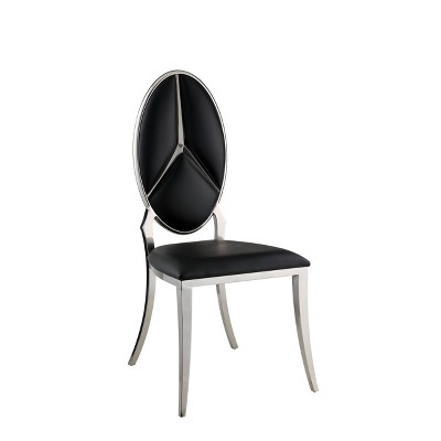 Black Faux Leather Upholstered Side Chair with Metal Frame