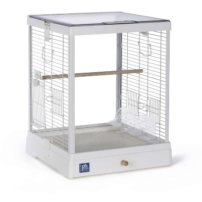 Prevue Pet Products Clear View Glass Bird Cage Crystal Palace for Small Birds - White Frame