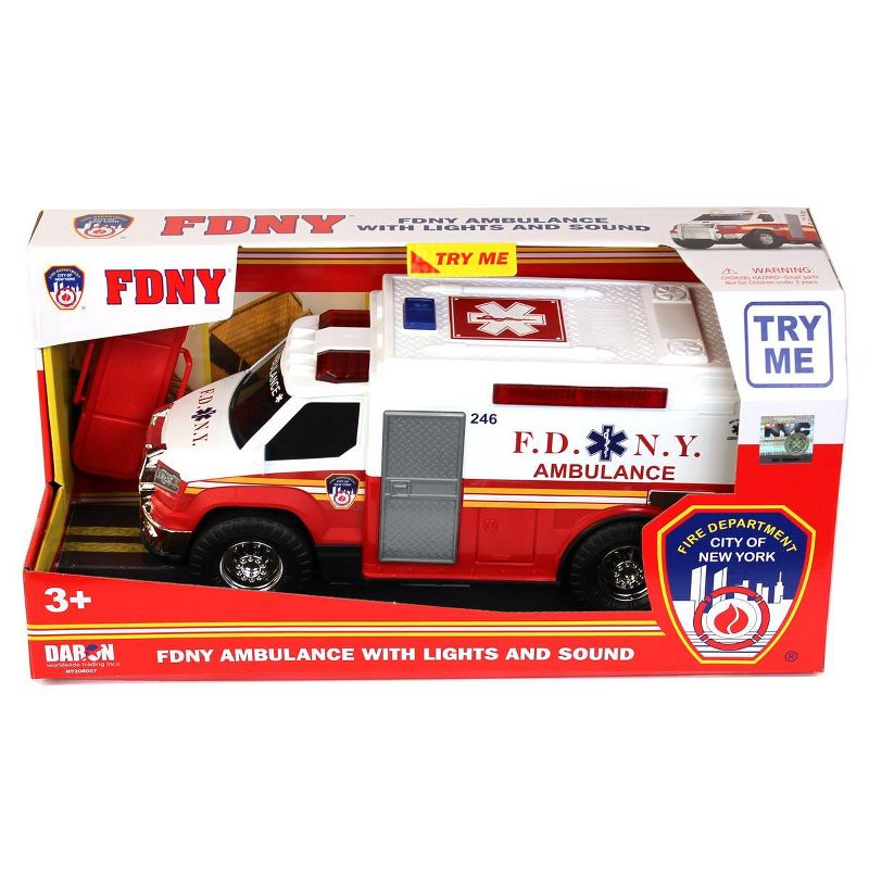 Daron Worldwide Inc. FDNY Ambulance With Lights And Sound NY206007, 1 of 2
