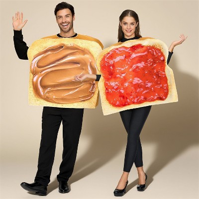 Joyfy Adult Peanut Butter & Jelly Couple Costume – Matching Sandwich Board Outfits for Halloween (One Size Fits Most)