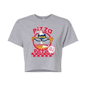 Women's - Pete the Cat - Papa Petes Pizza Cropped Graphic T-Shirt - 1 of 4