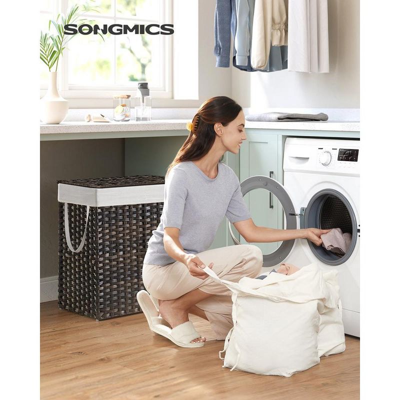 SONGMICS Laundry Hamper with Lid Clothes Hamper with 2 Removable Liner Bags & 6 Mesh Bags, 2 of 9