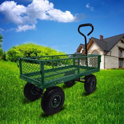 300 lbs Heavy Duty Steel Mesh Garden Cart, Versatile Utility Wagon with Removable Sides and 180° Rotating