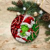 Green Christmas Gnome Festive Holiday Ceramic Ornament, Candy Cane and Plaid| OrnamentallyYou - 4 of 4