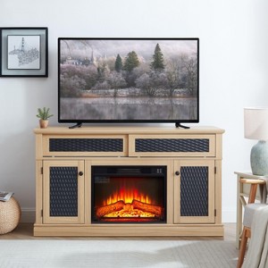 Sapphtopaz TV Stand Embossed Pattern Up to 65" TVs Storage Cabinet with Sliding Door Entryway Table with Open Storage Space for Living Room - 1 of 4