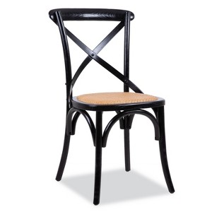 Edgemod Cafton Rattan Crossback Chair Black: Wood Frame, Armless Design, No Assembly Required - 1 of 4